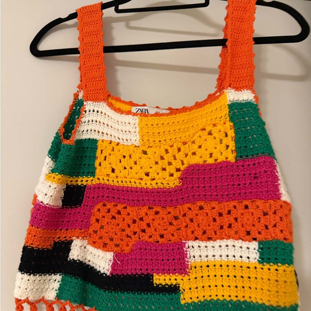 NWOT Zara Multicolor Crochet Top